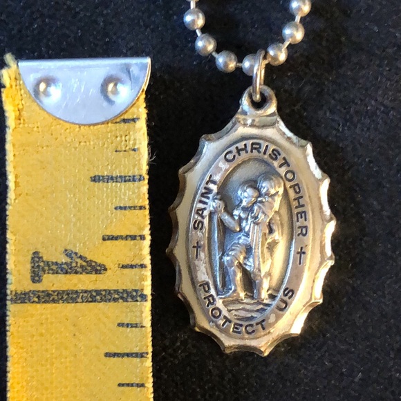 SOLID Sterling Silver Saint Christopher Pendant Necklace.16”Chain- New Condition - Picture 9 of 13